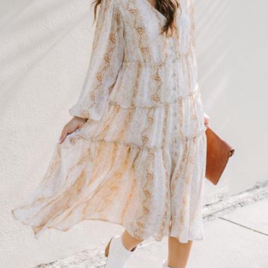 Blu Perrer Long Sleeve Midi Dress Cream Snakeprint
